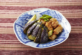 水ナスと鶏肉の揚げ漬け